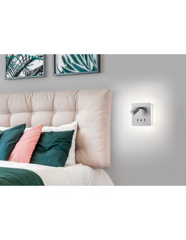 MDC Lampa ścienna ROMEA nikiel mat LED 3W+5W 3000K + USB A, 2x włącznik 577213602 - product 2