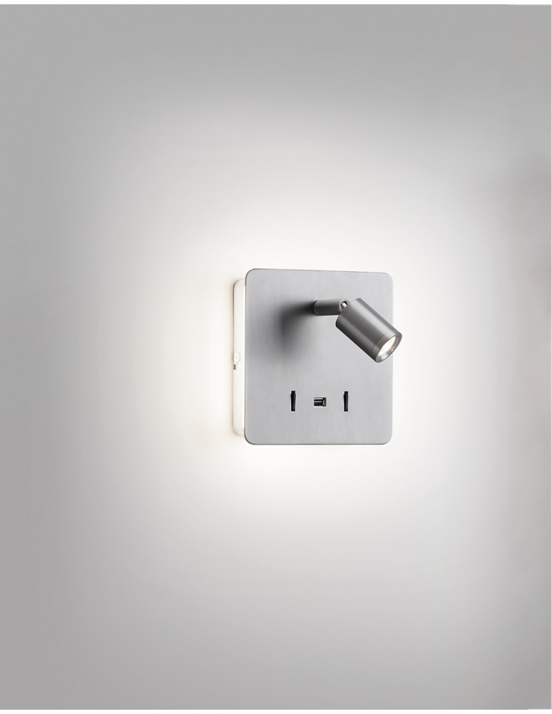 MDC Lampa ścienna ROMEA nikiel mat LED 3W+5W 3000K + USB A, 2x włącznik 577213602