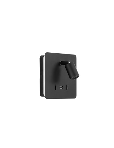 MDC Lampa ścienna ROMEA czarny mat LED 3W+5W 3000K + USB A, 2x włącznik 577219102