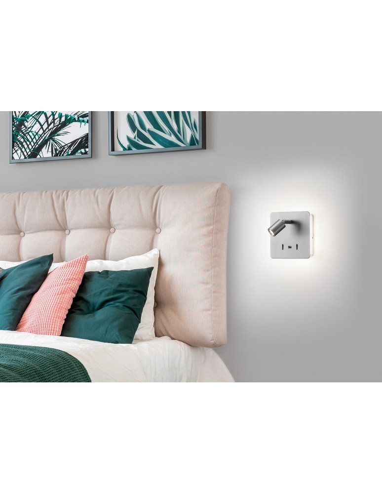 MDC Lampa ścienna ROMEA czarny mat LED 3W+5W 3000K + USB A, 2x włącznik 577219102