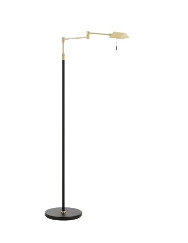 MDC Lampa podłogowa LITE mosiądz mat, czarny mat LED 10W 3000K regulowana wysokość, ściemnialna, wychylna 575045920