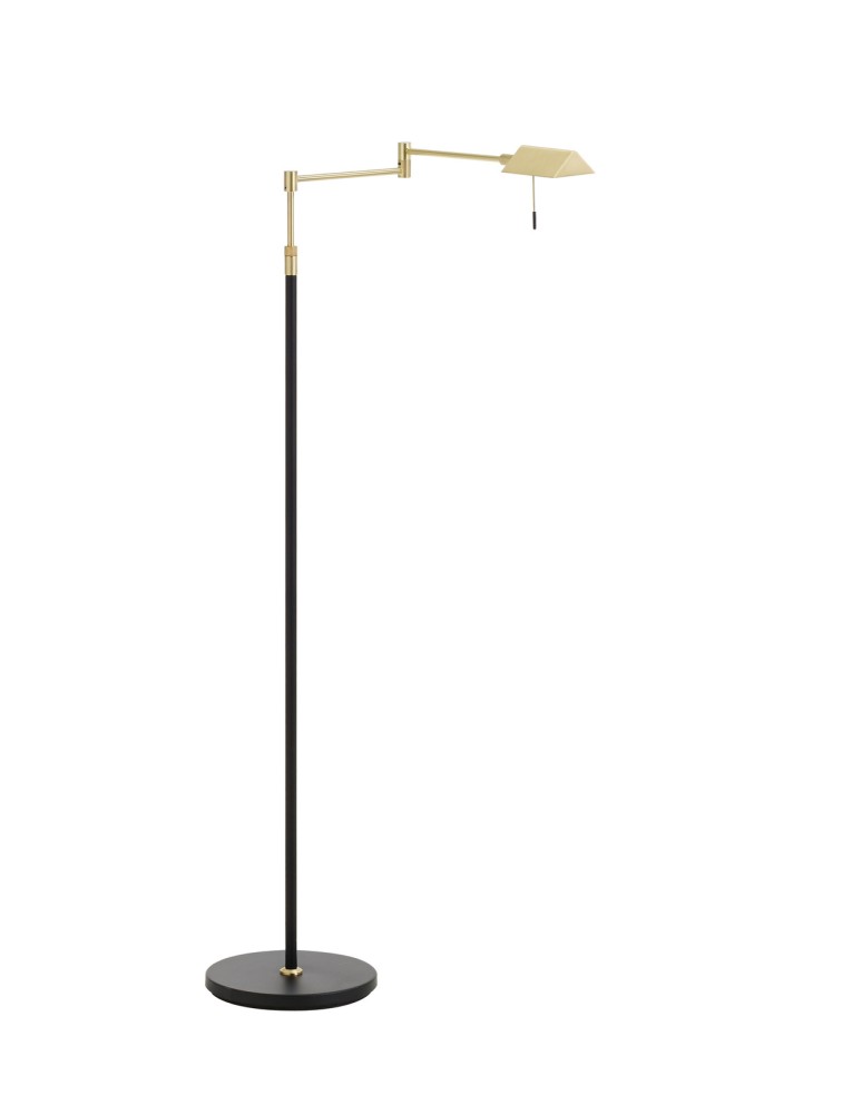 MDC Lampa podłogowa LITE mosiądz mat, czarny mat LED 10W 3000K regulowana wysokość, ściemnialna, wychylna 575045920