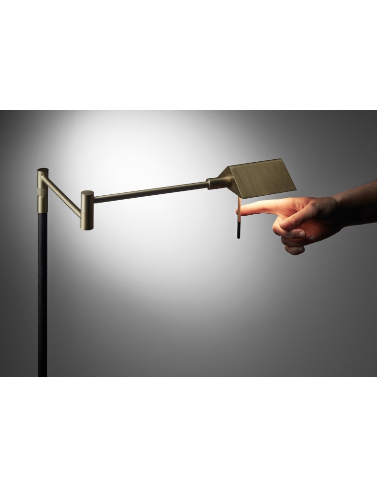 MDC Lampa podłogowa LITE mosiądz mat, czarny mat LED 10W 3000K regulowana wysokość, ściemnialna, wychylna 575045920