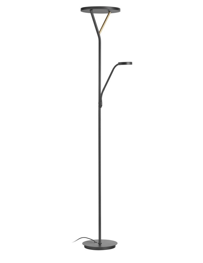 MDC Lampa podłogowa PLANA czarny mat, mosiądz mat LED 40W+6W ściemnialna 589709102