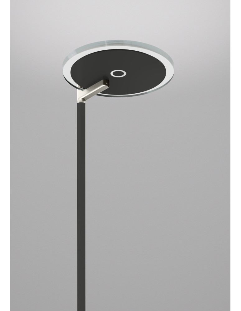 MDC Lampa podłogowa ONE chrom, czarny mat LED 30W+10W 3000K szkło dymione 580003102