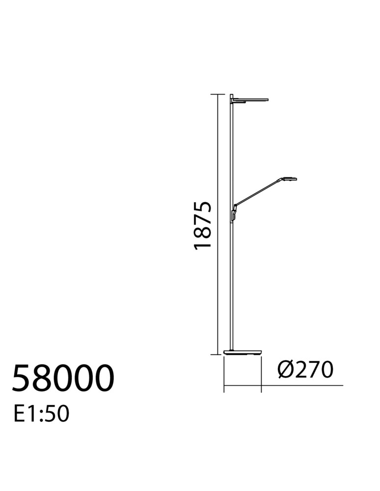 MDC Lampa podłogowa ONE chrom, czarny mat LED 30W+10W 3000K szkło dymione 580003102
