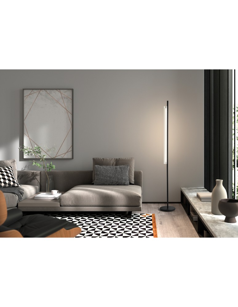 MDC Lampa podłogowa OSLO czarny mat LED 20W 3000K szkło transparentne, ściemnialna 580509102
