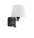 MDC Lampa ścienna MAILAND czarny mat 1xE27+LED 3W 3000K abażur biały 575579125