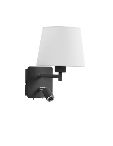 MDC Lampa ścienna MAILAND czarny mat 1xE27+LED 3W 3000K abażur biały 575579125