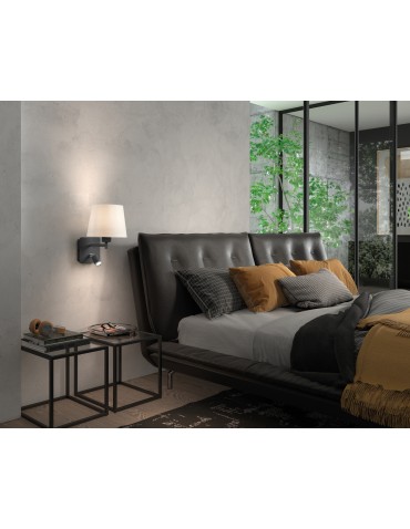 MDC Lampa ścienna MAILAND czarny mat 1xE27+LED 3W 3000K abażur biały 575579125 - product 2