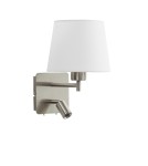 MDC Lampa ścienna MAILAND chrom matowy 1xE27+LED 3W 3000K abażur biały 575573525