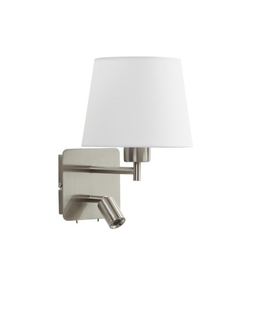 MDC Lampa ścienna MAILAND chrom matowy 1xE27+LED 3W 3000K abażur biały 575573525