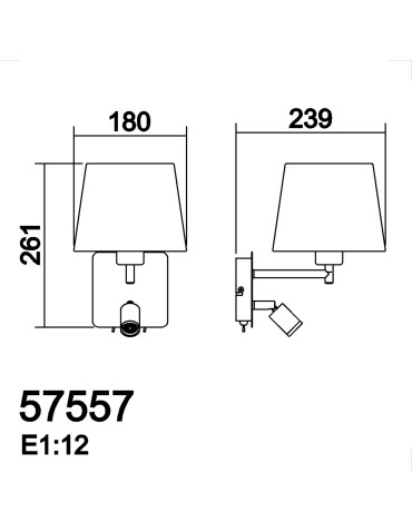 MDC Lampa ścienna MAILAND chrom matowy 1xE27+LED 3W 3000K abażur biały 575573525 - product 2