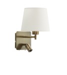 MDC Lampa ścienna MAILAND mosiądz mat 1xE27+LED 3W 3000K abażur kremowy 575574427