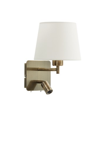 MDC Lampa ścienna MAILAND mosiądz mat 1xE27+LED 3W 3000K abażur kremowy 575574427