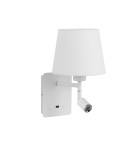 MDC Lampa ścienna MAILAND USB biały mat 1xE27+LED 3W 3000K abażur biały 577188106