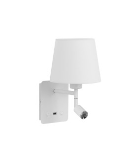 MDC Lampa ścienna MAILAND USB biały mat 1xE27+LED 3W 3000K abażur biały 577188106