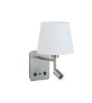 MDC Lampa ścienna MAILAND USB chrom matowy 1xE27+LED 3W 3000K abażur biały 577183506