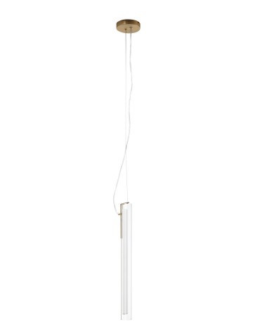 MDC Lampa wisząca OSLO mosiądz mat LED 16W 3000K szkło transparentne, ściemnialna 580536102