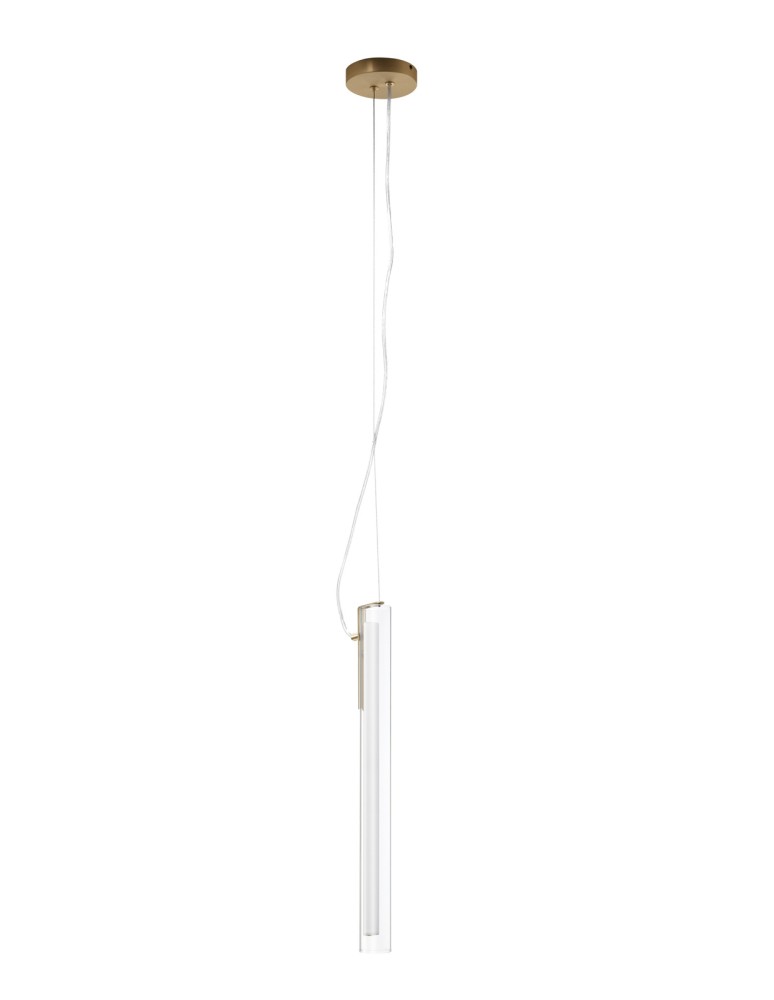 MDC Lampa wisząca OSLO mosiądz mat LED 16W 3000K szkło transparentne, ściemnialna 580536102