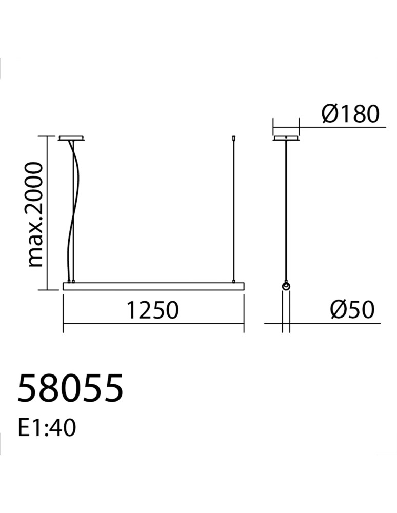 MDC Lampa wisząca OSLO czarny mat LED 32W 3000K szkło transparentne, ściemnialna 580559102