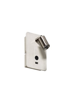 MDC Lampa ścienna READER chrom matowy + USB LED 3W 3000K 576013502