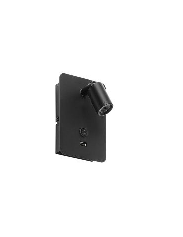 MDC Lampa ścienna READER czarny mat + USB LED 3W 3000K 576019102