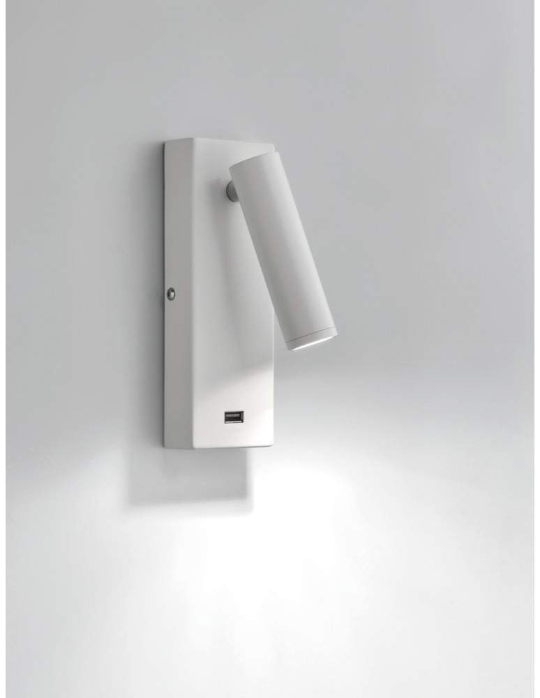 MDC Lampa ścienna CHELSEA LED 3W biały mat 3000K + USB 577578109