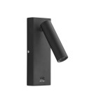 MDC Lampa ścienna CHELSEA LED 3W czarny mat 3000K + USB 577579109