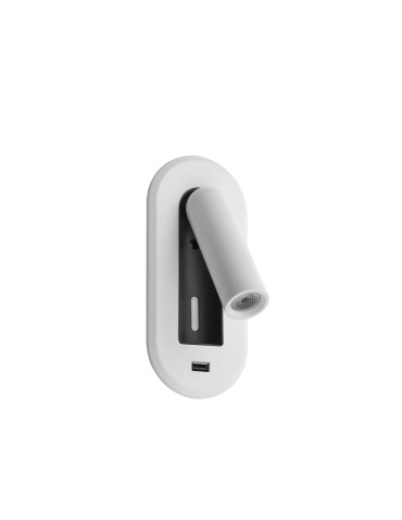 MDC Lampa ścienna podtynkowa PALACE biały mat LED 3W 3000K + włącznik dotykowy + USB 10W 577068102