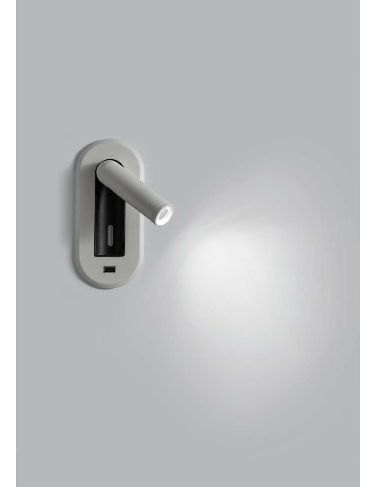 MDC Lampa ścienna podtynkowa PALACE biały mat LED 3W 3000K + włącznik dotykowy + USB 10W 577068102