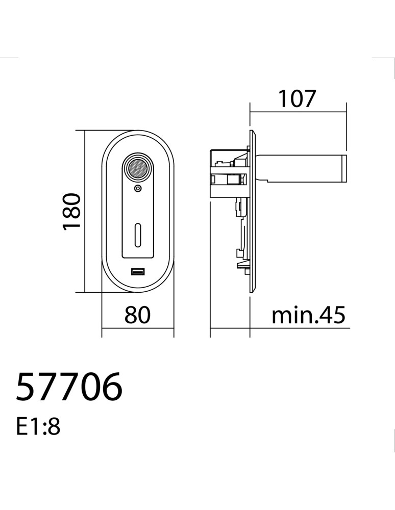 MDC Lampa ścienna podtynkowa PALACE czarny mat LED 3W 3000K + włącznik dotykowy + USB 10W 577069102