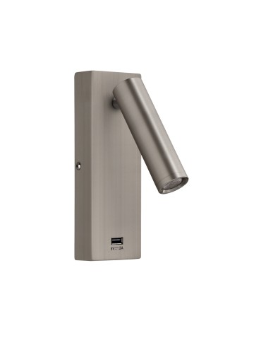 MDC Lampa ścienna CHELSEA LED 3W nikiel mat 3000K + USB 577573609