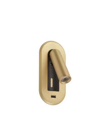 MDC Lampa ścienna podtynkowa PALACE mosiądz mat LED 3W + włącznik dotykowy + USB C 577066109