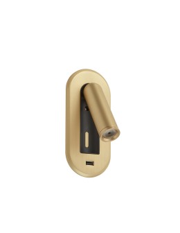 MDC Lampa ścienna podtynkowa PALACE mosiądz mat LED 3W + włącznik dotykowy + USB C 577066109