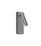 MDC Lampa ścienna CHELSEA LED 3W nikiel mat 3000K + USB C + włącznik 577563609