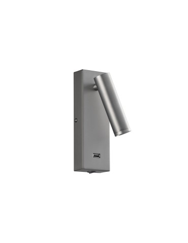 MDC Lampa ścienna CHELSEA LED 3W nikiel mat 3000K + USB C + włącznik 577563609