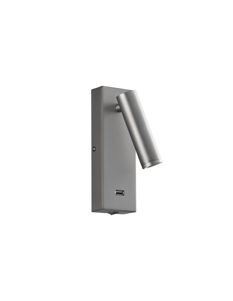 MDC Lampa ścienna CHELSEA LED 3W nikiel mat 3000K + USB C + włącznik 577563609