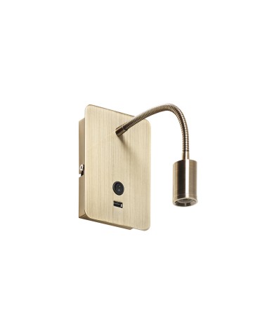MDC Lampa ścienna READER FLEX mosiądz antyczny + USB LED 3W 3000K 576034402