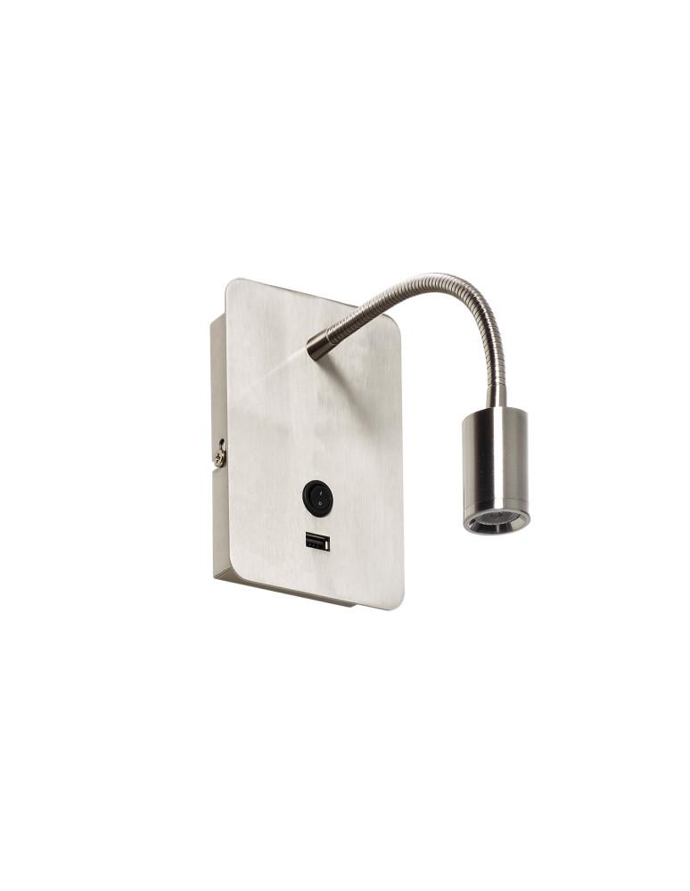 MDC Lampa ścienna READER FLEX chrom matowy + USB LED 3W 3000K 576033502