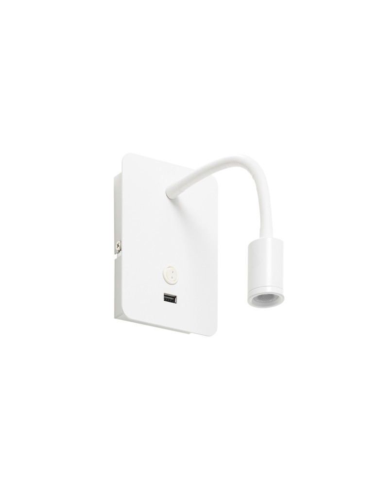 MDC Lampa ścienna READER FLEX biały mat + USB LED 3W 3000K 576038102