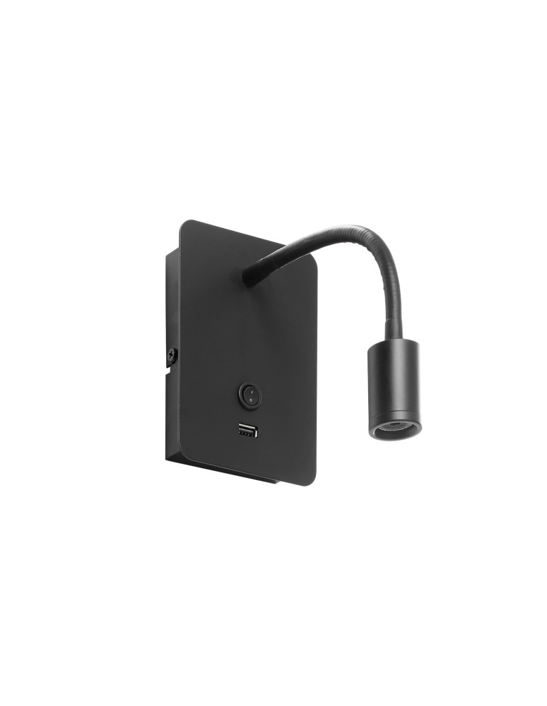 MDC Lampa ścienna READER FLEX czarny mat + USB LED 3W 3000K 576039102