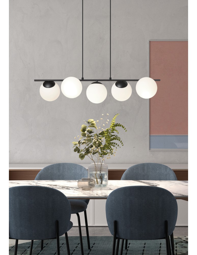MDC Lampa wisząca RONDO czarny mat 5xE27 Ø15cm 578099101