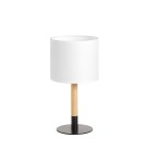 MDC Lampa stołowa NOELIA czarny mat, drewno naturalne 1xE27 abażur biały 580969104