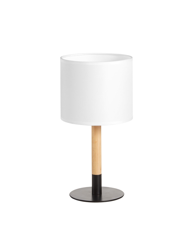 MDC Lampa stołowa NOELIA czarny mat, drewno naturalne 1xE27 abażur biały 580969104