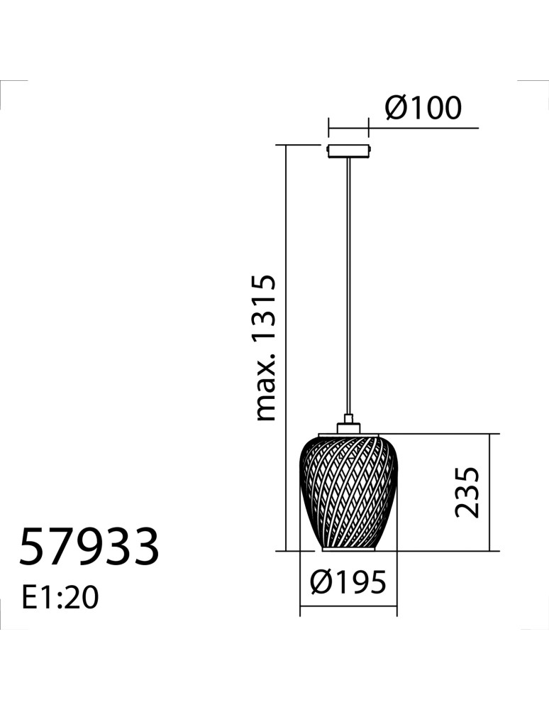 MDC Lampa wisząca KABAS naturalny ø19,5cm 1xE27 579335501