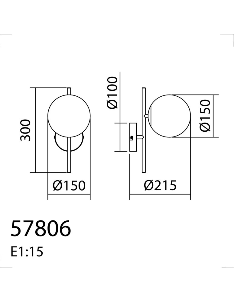 MDC Lampa ścienna RONDO czarny mat 1xE27 Ø15cm 578069101