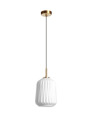 MDC Lampa wisząca TAMIS mosiądz mat Ø200 1xE27 klosz biały 579826101