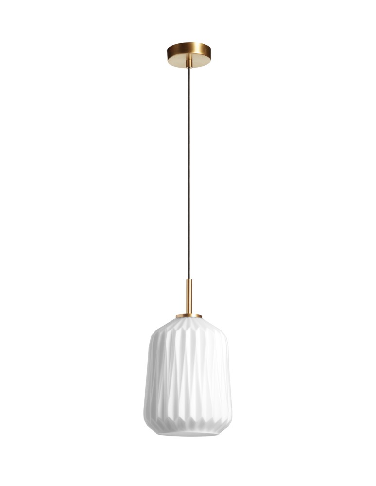 MDC Lampa wisząca TAMIS mosiądz mat Ø200 1xE27 klosz biały 579826101