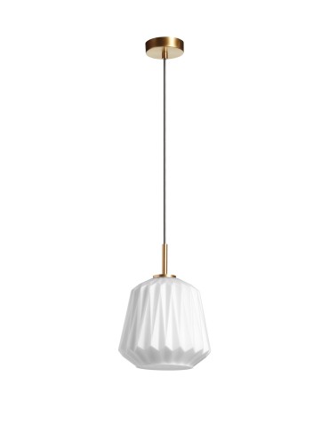 MDC Lampa wisząca TANIA mosiądz mat Ø235 1xE27 klosz biały 579836101